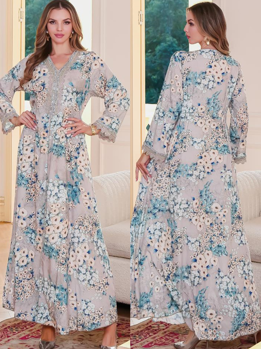 Embroidery Kebaya - Moslimvrouwen Dubai Abaya luxe borduurwerk patchwork