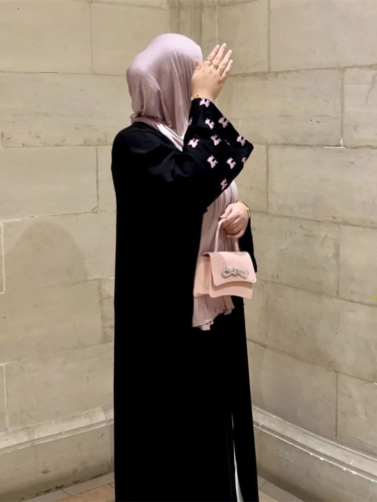 Embroidery Kebaya - Ramadan Zwart Hart Abaya Damen Dubai