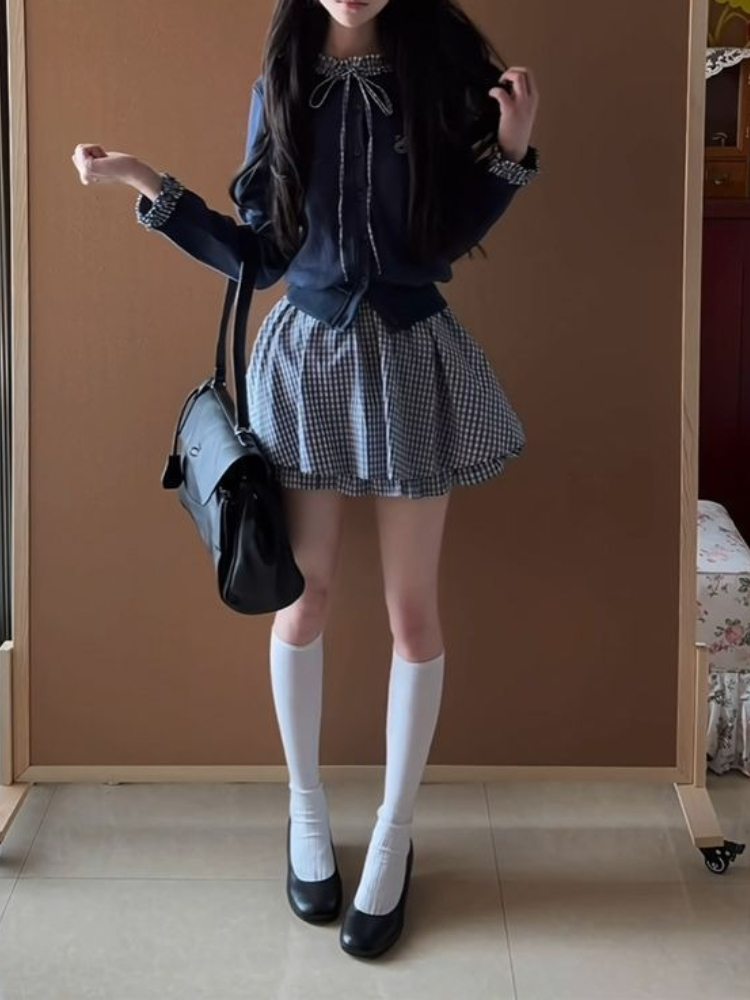 Japanse preppy zoete 2-delige  - Embroidery Cotton Shirt recensie en prijs