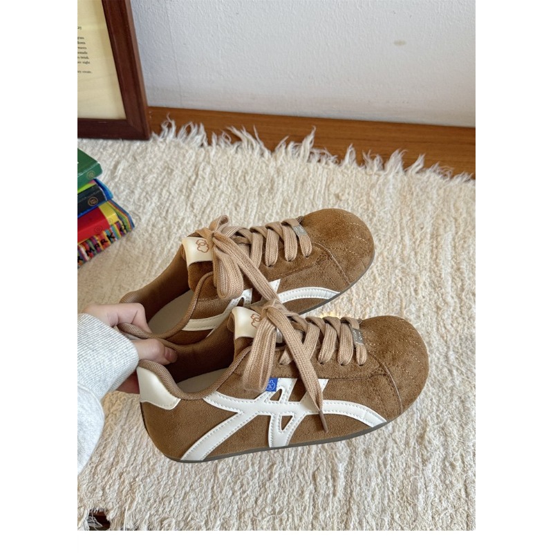 Dames bruin-wit suède retro tr - Embroidery Garments recensie en prijs