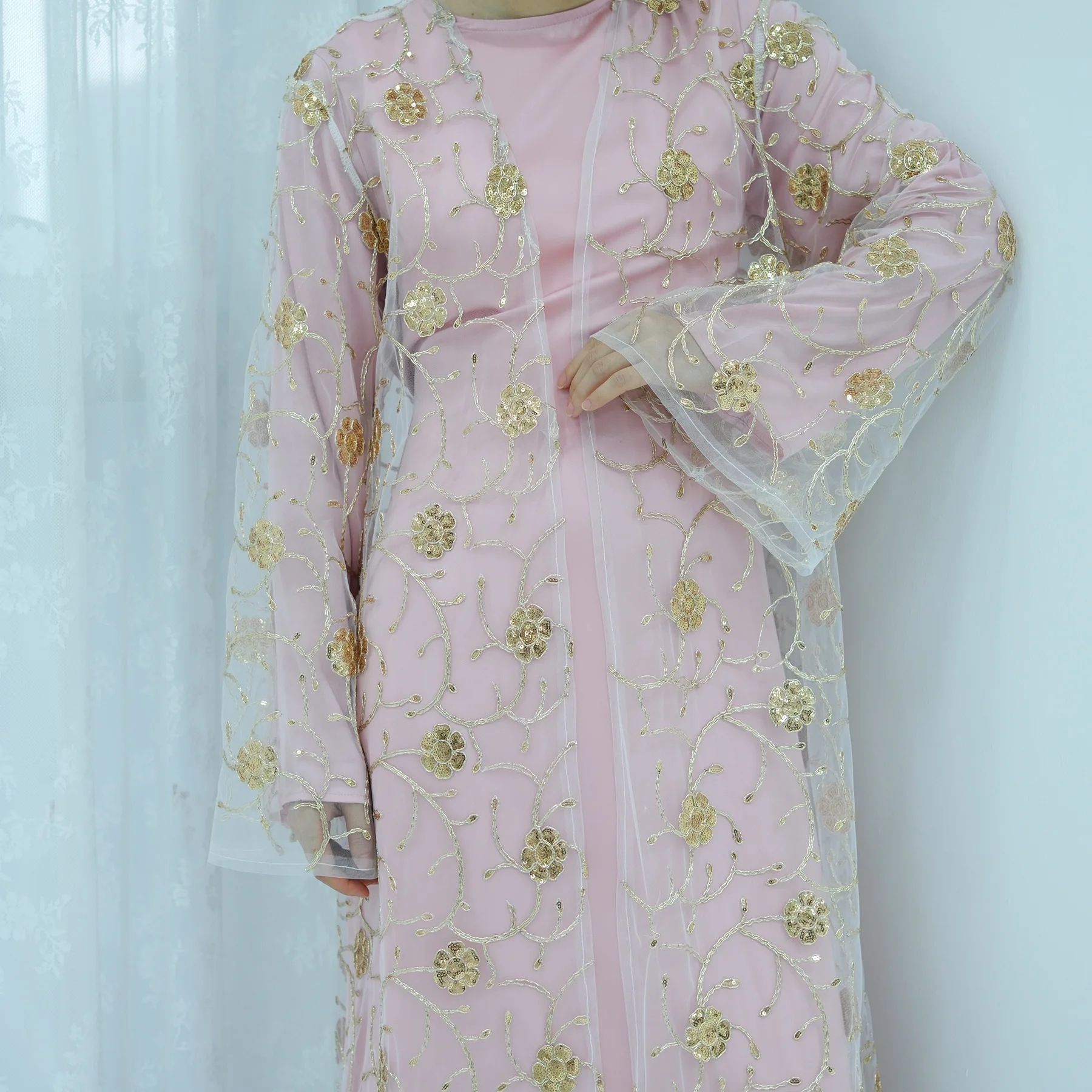 Moslim Mesh Kimono Cardigan me - Embroidery Kebaya recensie en prijs