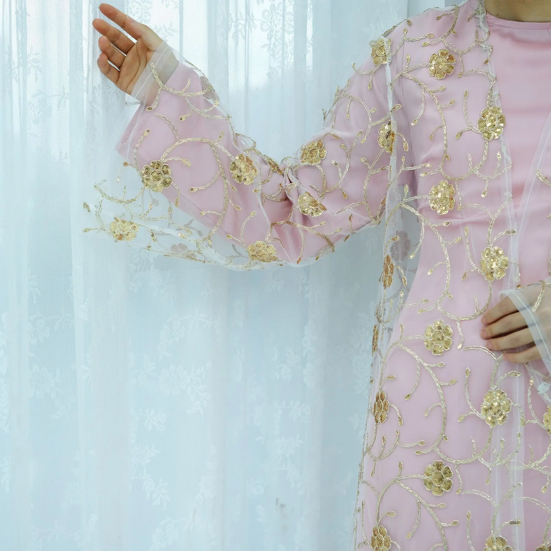 Moslim Mesh Kimono Cardigan me - Embroidery Kebaya recensie en prijs